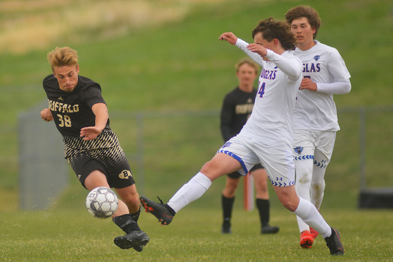 Aidan O’Neill clears the ball away